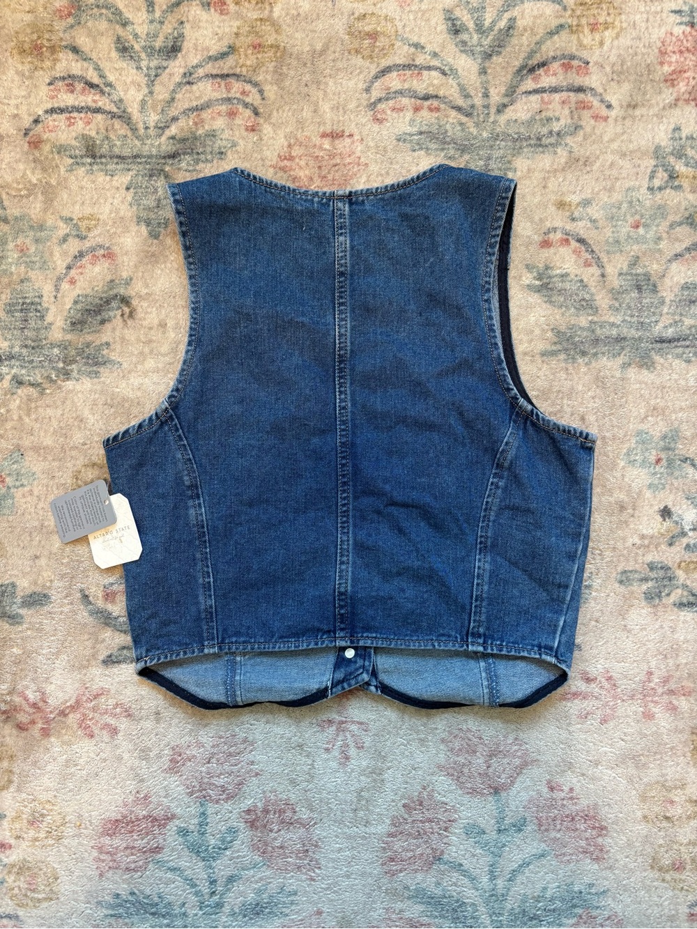 Altar'd State Dark Blue Denim Button-Front Vest - Picture 2 of 2